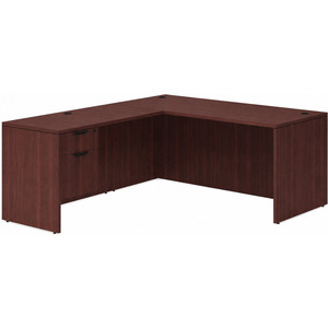 CLALD1045- Classic L-Shape Desk 71" W x 36" D with 47" Return and Box/File Pedestal- Mahogany