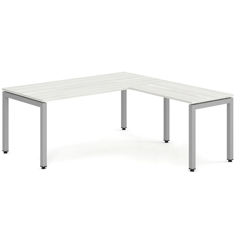 Elements L-Shape Desk 78" x 72" x 36"D - Silver Birch with Silver Legs