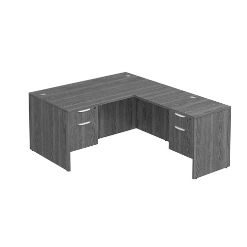 Classic L-Shape Desk 72" x 60" with 2 Box/File Pedestals - Newport Grey