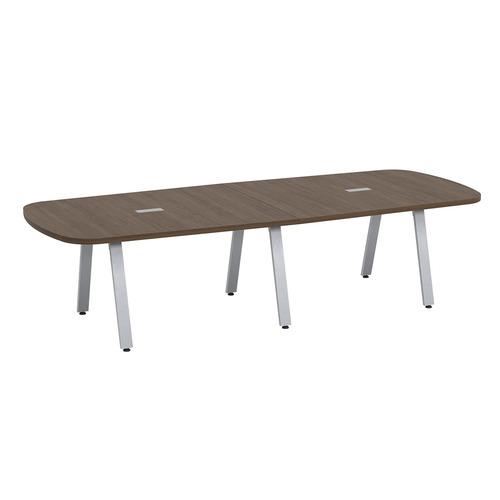 Signature Arena Conference Table 10 Foot - Modern Walnut with Silver Metal Legs