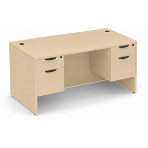 CLASD1025- Classic Desk 60" W X 30" D with Two Hanging Pedestals- Maple