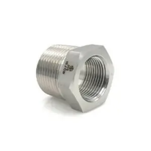 Hex Reducer Bushing, 1/2 in MNPT x 3/8 in FNPT, Stainless Steel