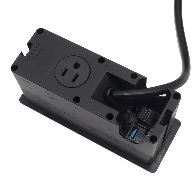 Low Profile Power Module for Conference Tables - Black
