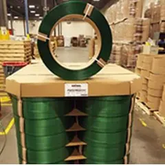 1" X 2400' .040 GREEN POLYESTER STRAPPING, 16X6" CORE, 28/PLT