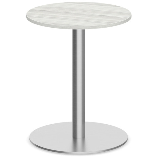 Classic Round Meeting Table 24" with Round Brushed Metal Base - Silver Birch