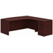 CLALD1008R- Right-Handed Bowfront L-Desk 71" W x 36" D with 47" Return and Box/Box/File Pedestal- Mahogany
