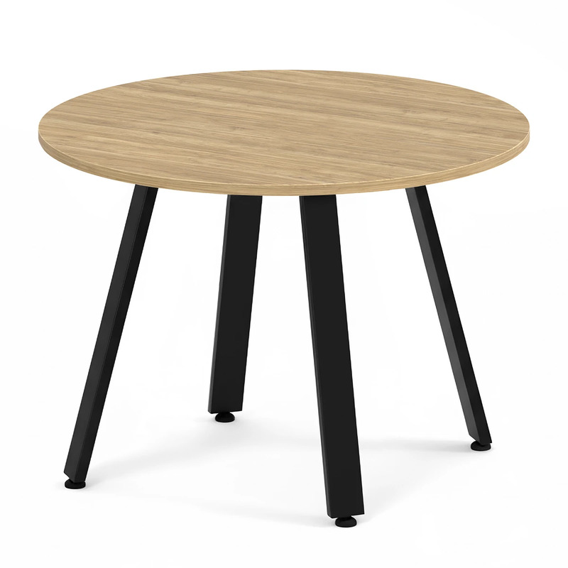 Signature Round Meeting Table 42" - Aspen with Black Metal Legs