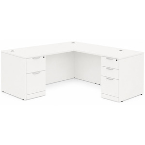 CLALD2036- Classic L-Shape Desk 60" W x 30" D with 42" Return and 2 Full Pedestals- White