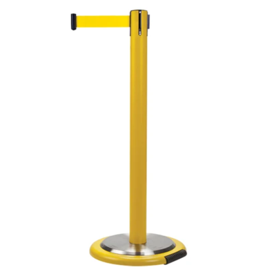 Free-Standing Crowd Control Barrier - 12' Yellow Tape - With Wheels