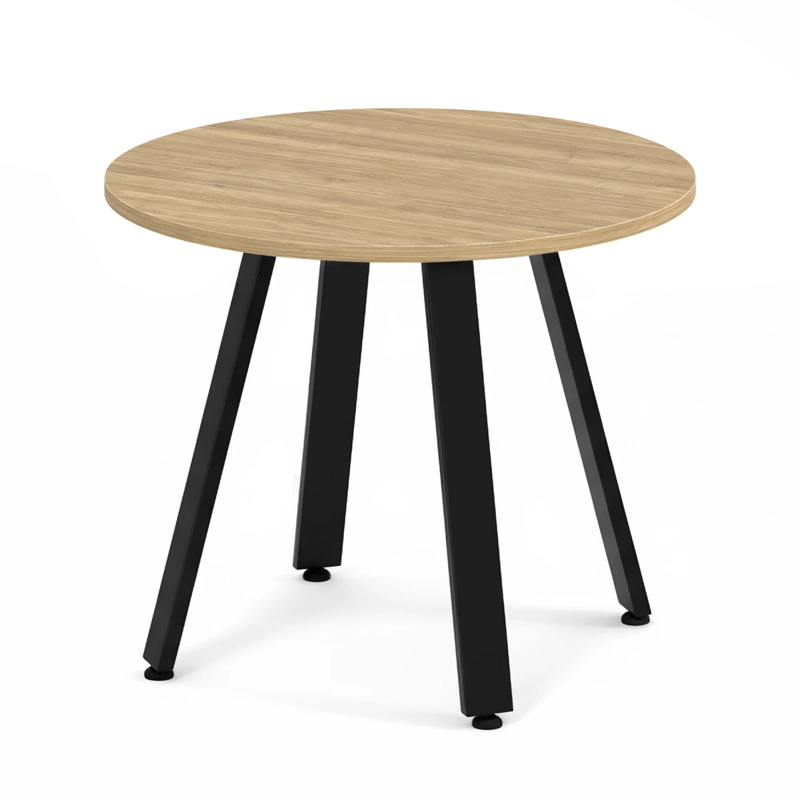 Signature Round Meeting Table 36" - Aspen with Black Metal Legs