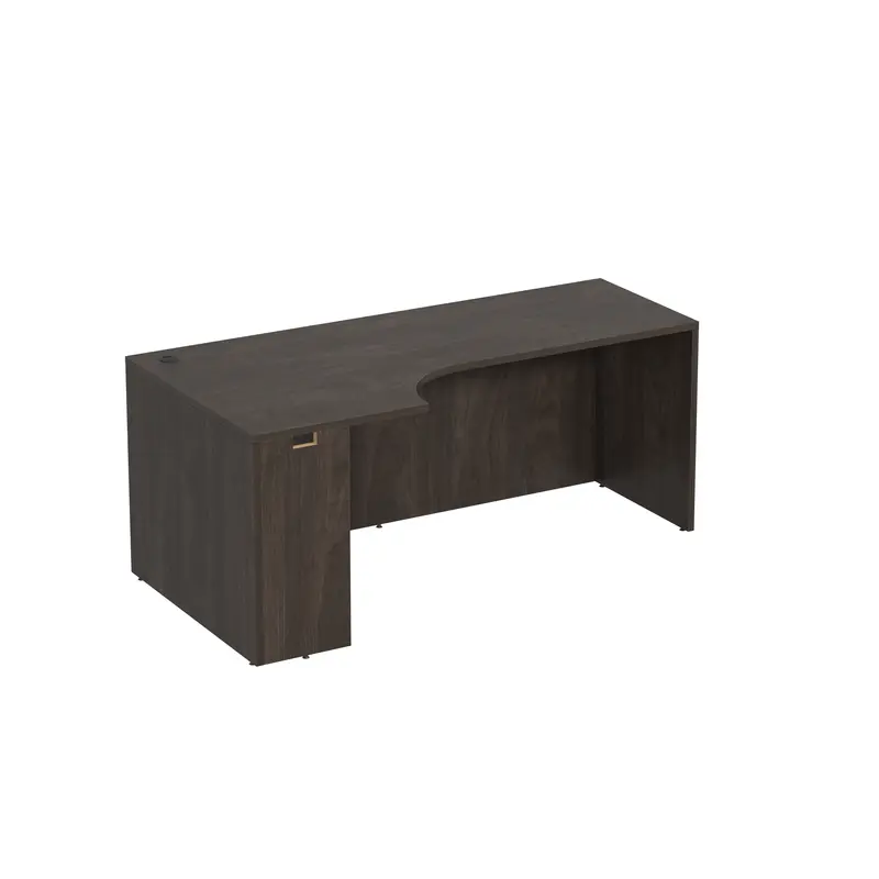 71" LEFT PORKCHOP CREDENZA SHELL BRINDLE