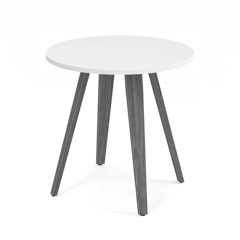 Signature Round Meeting Table 30" - White with Newport Grey Wood Legs