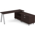 Signature L-Shape Desk 71" x 72" - Espresso with Silver Legs