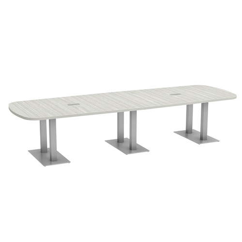Arena Conference Table 12 Ft with Palmer Brushed Double Base - Silver Birch