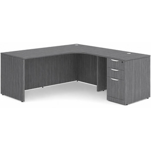 CLALD1005R- Right-Handed Classic L-Shape Workstation 66" W x 24" D with 42" Return and Box/Box/File Pedestal- Coastal Gray