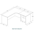 Classic L-Shape Workstation 66" x 66" with Right Hand Return and Box/File Pedestal - Espresso