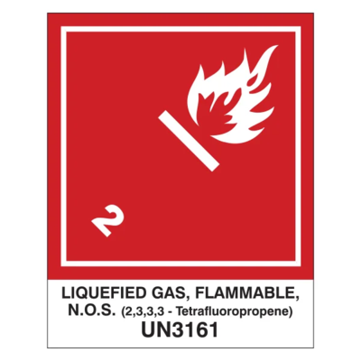 Flammable Gas Label - Class 2.1 - 4" x 4"