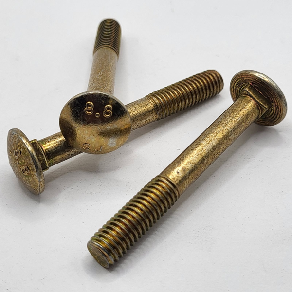 M8 - 1.25 X 60MM ISO 8678 SHORT SQUARE NECK ROUND HEAD BOLT 8.8 ZINC YELLOW
