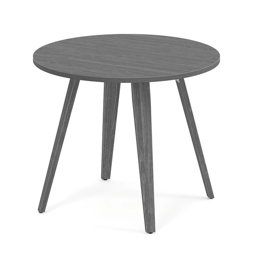 Signature Round Meeting Table 36" - Newport Grey with Wood Legs