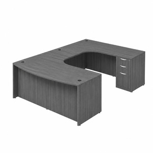 CLAUD1013 Right Executive Bowfront 71" X 120" Desk- Coastal Grey