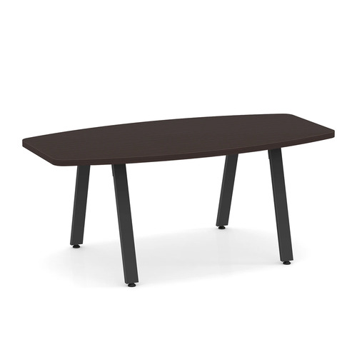 Signature Boat-Shape Conference Table 6 Ft - Espresso with Black Metal Legs