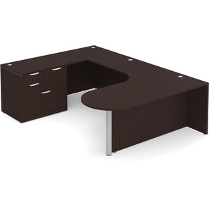CLAUD1007L Executive Bullet U-Shape Typical 71" X 101" Desk- Espresso/Silver