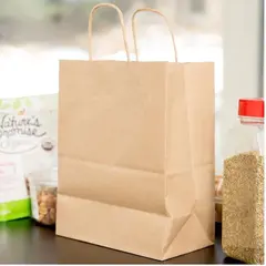 87097 8 X 4-1/2 X 10-1/4 KRAFT TWISTED HANDLE PAPER SHOPPING BAG, TEMPO, 250/CS