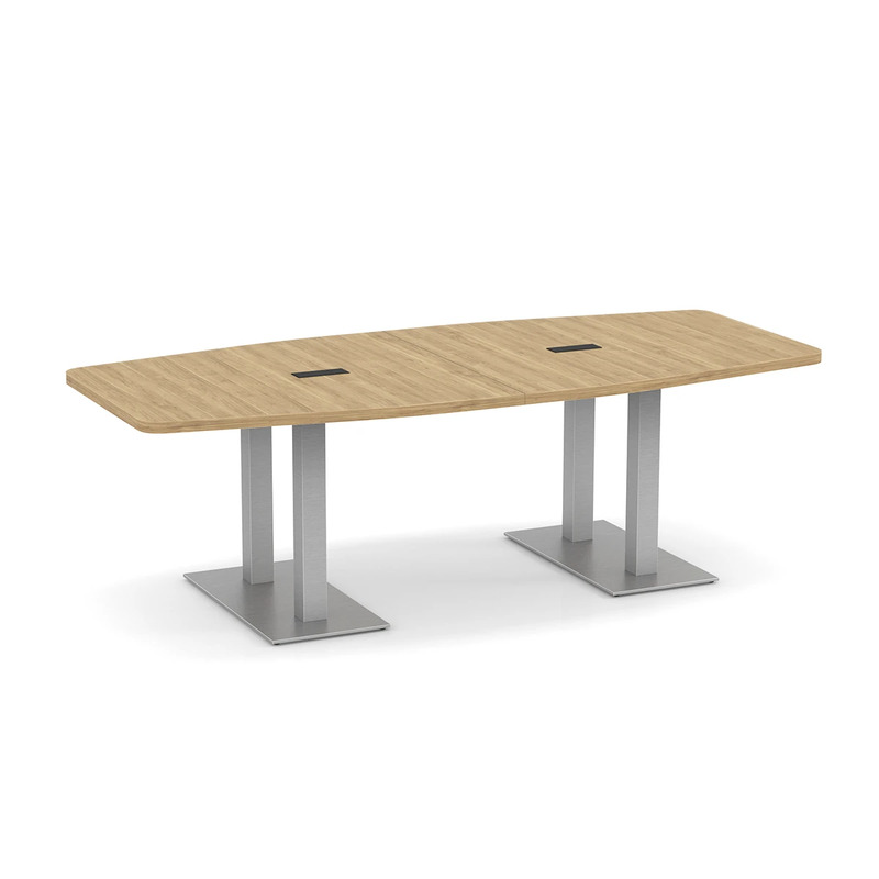 Boat-Shape Conference Table 8 Ft with Palmer Brushed Double Base - Aspen