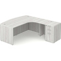 Classic L-Shape Bowfront Workstation 83" x 71" with Right Hand Return and Box/Box/File Pedestal - Silver Birch
