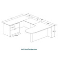 Classic U-Shape Bullet Executive Workstation 101" x 71" Left Hand with Locking Multi-Storage - Espresso with Silver Post Finish