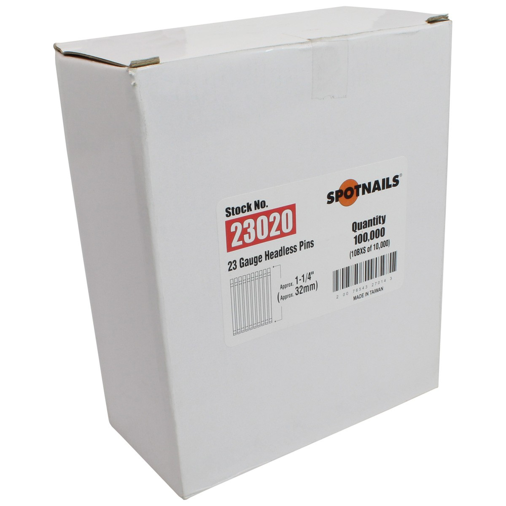 1/2" Galv. 23 Gauge Headless Pin Nails - Spotnails 23008 - 10,000 Per
