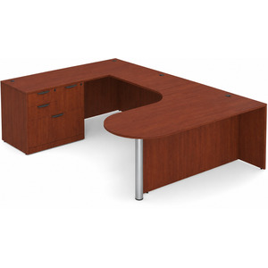 CLAUD1007L Executive Bullet U-Shape Typical 71" X 101" Desk- Cherry/Silver