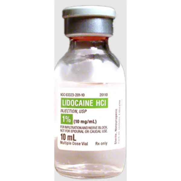 Lidocaine, Injection, 1%, 10 mL (25/pk) Vial NDC 63323020110