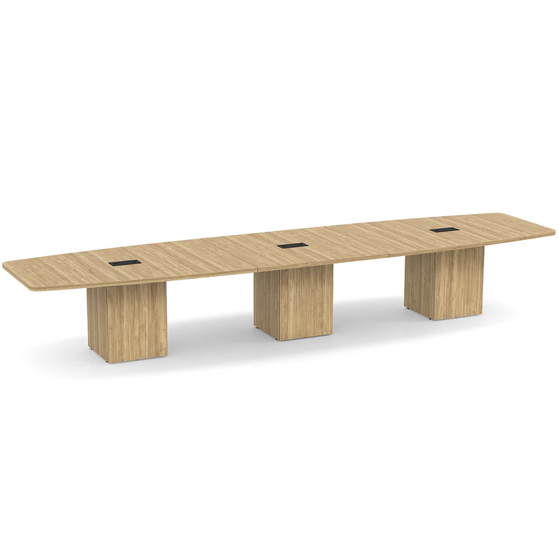 Boat-Shape Conference Table 16 Ft with Cube Base - Aspen