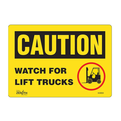 Watch For Lift Trucks Sign - 10" x 7" - Vinyl - English