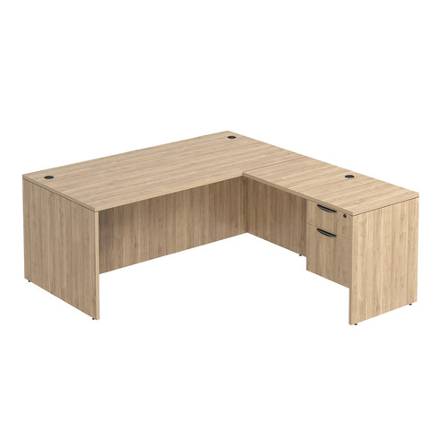 Classic L-Shape Desk 72" x 71" with Box/File Pedestal - Aspen