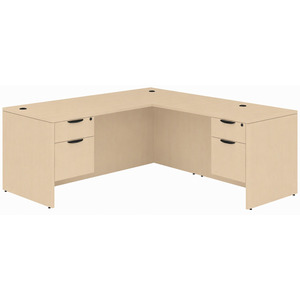 CLALD1043- Classic L-Shape Desk 71" W x 30" D with 47" Return and 2 Box/File Pedestals- Maple