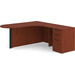 CLALD1010R- L-Shaped Bullet Workstation 71" W x 30" D with 47" Return and Box/Box/File Pedestal- Cherry/Black