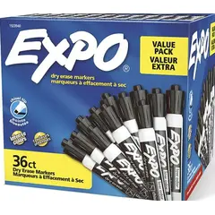 EXPO BLACK DRY ERASE MARKERS, CHISEL TIP, 36/BOX 1920940
