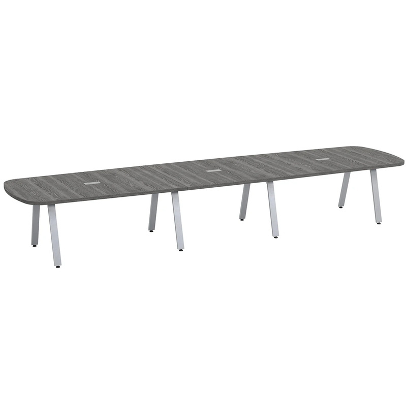 Signature Arena Conference Table 16 Foot - Newport Grey with Silver Metal Legs