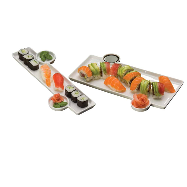 Porcelain Trays With Built-In Sauce Cups