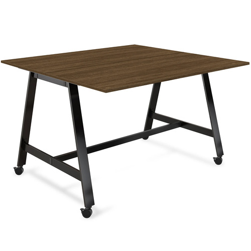 Signature Bistro Benching Table 60" x 72" - Modern Walnut with Black Legs