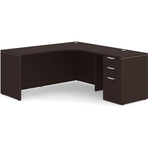 CLALD1005R- Right-Handed Classic L-Shape Workstation 66" W x 24" D with 42" Return and Box/Box/File Pedestal- Espresso