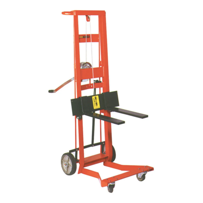 Fork Stacker - Winch - 4-Wheel - 18" Fork Length - 54" Lift Height - 750 lb Capacity