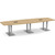 12' Classic Boat Shape Conference Table with Palmer Base - Aspen Top, Silver Brushed Base