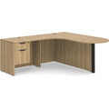 Classic L-Shape Bullet Workstation 77" x 71" with Left Hand Return and Box/File Pedestal - Aspen with Black Post Finish