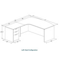 Classic L-Shape Bowfront Workstation 83" x 71" with Left Hand Return and Box/Box/File Pedestal - Cherry