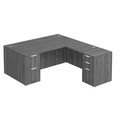 Classic L-Shape Desk 78" x 71" with 2 Full Pedestals - Newport Grey