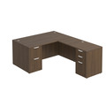 Classic L-Shape Desk 77" x 60" with 2 Full Pedestals - Modern Walnut