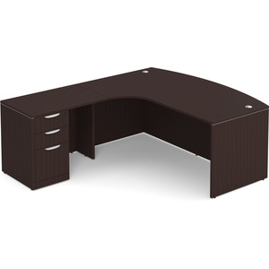 CLALD1008L- Left-Handed Bowfront L-Desk 71" W x 36" D with 47" Return and Box/Box/File Pedestal- Espresso